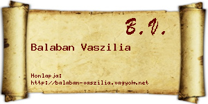 Balaban Vaszilia névjegykártya